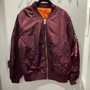 Alpha Industries Men's MA-1 Flight Bomber Jacket - Large - Maroon